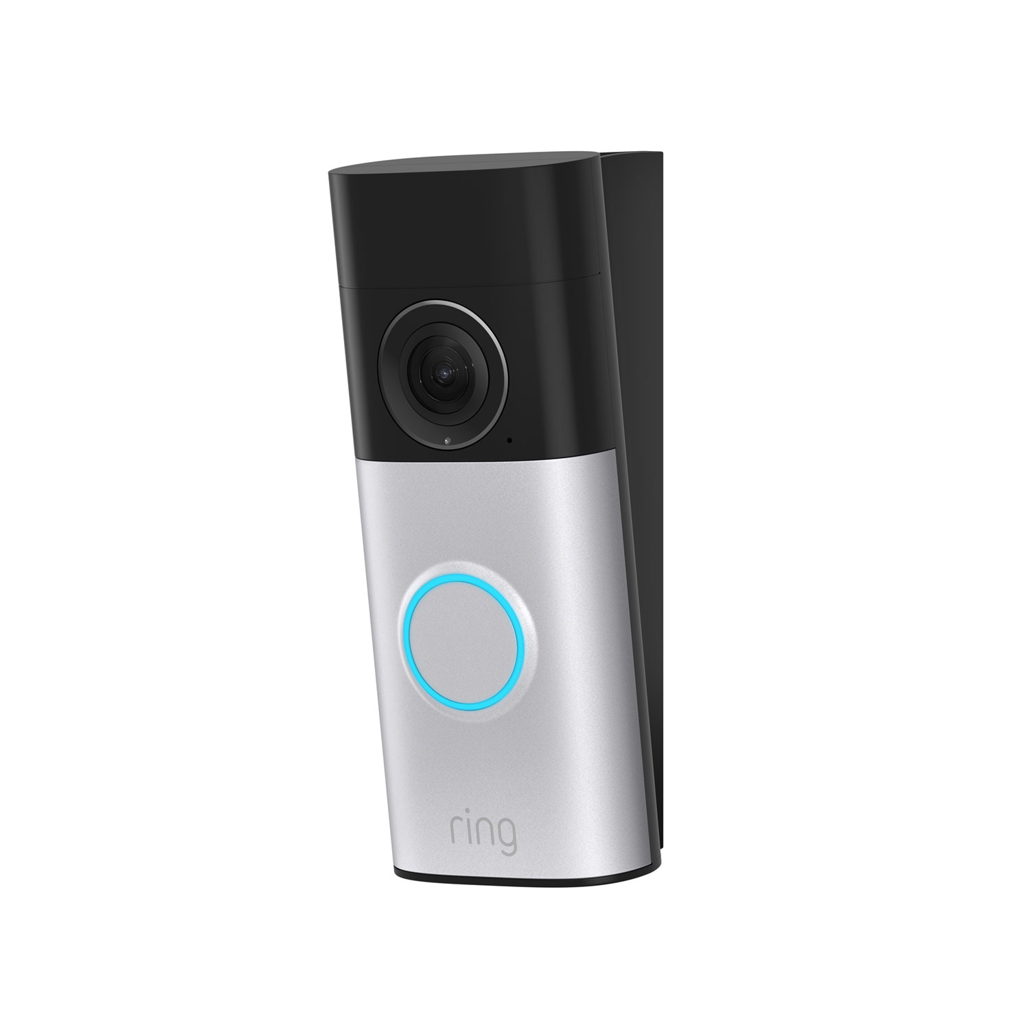Wedge Kit (Wired Doorbell Plus (2nd Gen)) - Black:Wired Doorbell Plus (2nd Gen) Mounted on a black Wedge Kit.