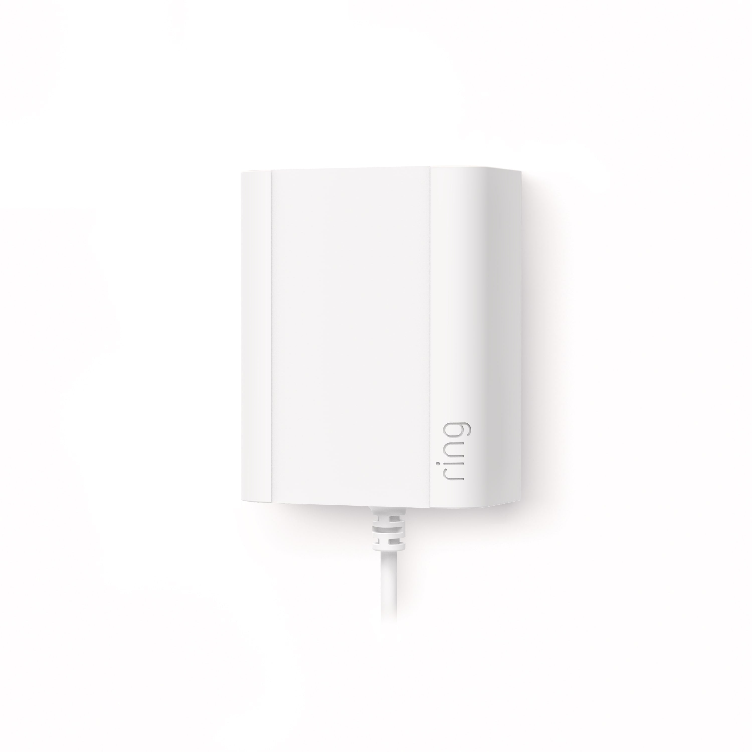 Plug-In Adapter (2nd Generation) (Video Doorbell Wired, Video Doorbell 3/3 Plus, Video Doorbell 4, Battery Doorbell, Battery Doorbell Plus, Battery Doorbell Pro, Wired Doorbell Plus, Wired Doorbell Pro) - White Ring Plug-In Adapter 2nd Generation with connected cable, designed to power Ring Video Doorbells.