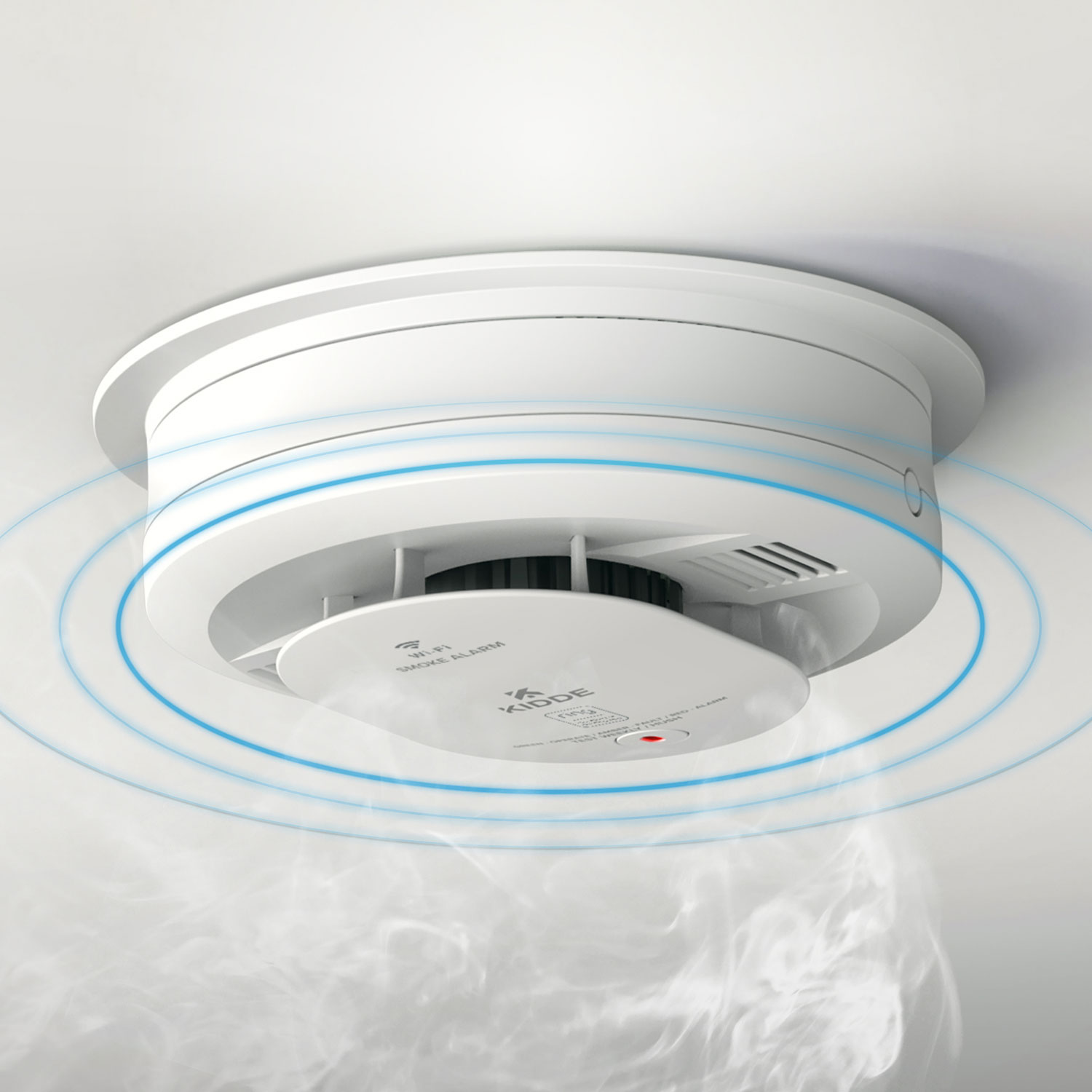 Smoke & CO Listener Alarm Bundle - White Ring Alarm Smoke and CO Listener mounted to an interior wall next to a window.