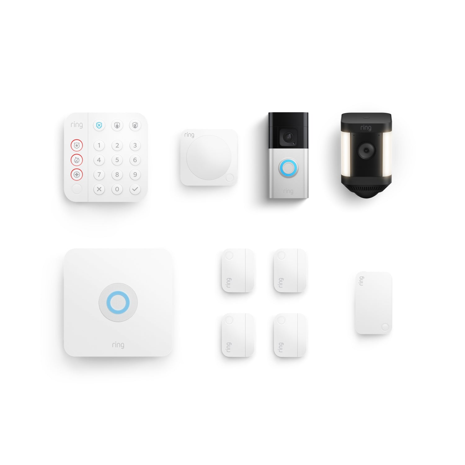 Whole Home Enhanced Kit (Battery Doorbell Plus + Spotlight Cam Plus Battery + Alarm Security Kit, 8-Piece) - Black